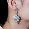 thumbnail image 3 of Dazzling White CZ Long Feather Dangling Drop Earrings for Women Costume Jewelry, 3 of 9
