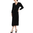 thumbnail image 4 of Vestido de terciopelo INSPIRE CHIC para mujeres, vestido maxi de cóctel para invitadas de boda con escote en V L Negro, 4 of 6