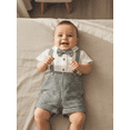 thumbnail image 3 of Miaouyo Infant Baby Boys Summer Clothing Set 0 3 6 9 12 18 Months Short Sleeve Bow Tie Romper with Plaid Suspender Shorts Summer Outfit, 3 of 9