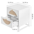 thumbnail image 4 of Resenkos White Nightstand Set of 2 for Bedroom, Wood Rattan Bedside Table Living Room End Table, 4 of 10