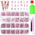 thumbnail image 1 of Kit de diamantes de imitación para decoración de uñas Wsimily, 1620 unidades, gemas de cristal rosa, 1 of 7