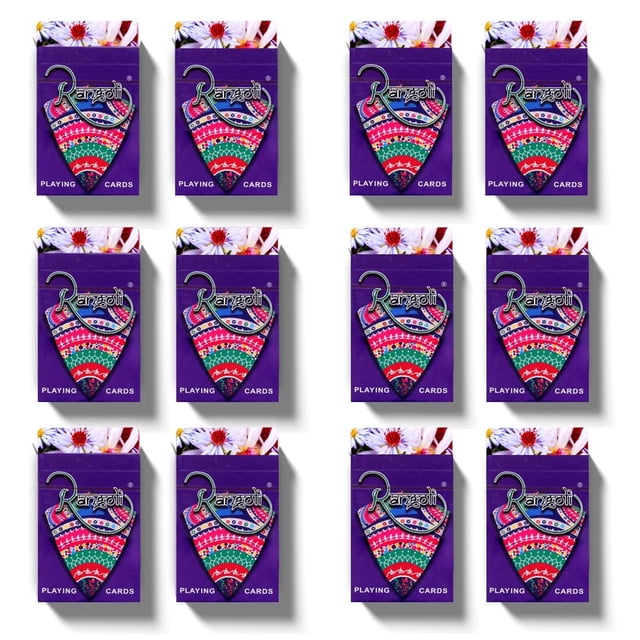 Woyr Premium Rangoli Plastic Coated Playing Cards Multicolor For Adults - Taash Cards, Bridge Cards, Rummy Cards, Poker Cards, Teen Patti Cards 12