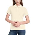 thumbnail image 5 of Bwndum Womens Short Sleeve Collared Shirt Shirt Ribbed Fitted Stretch Nylon Beige Work Casual Golf Top for Women Lightweight Breathable,Size M, 5 of 6