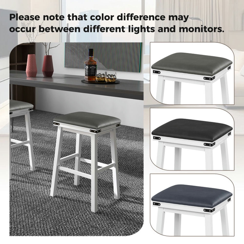 Demi Bonn 30" Set of 2 Bar Stool with Acacia Wood Frame, Modern Kitchen Dining Chair, Gray