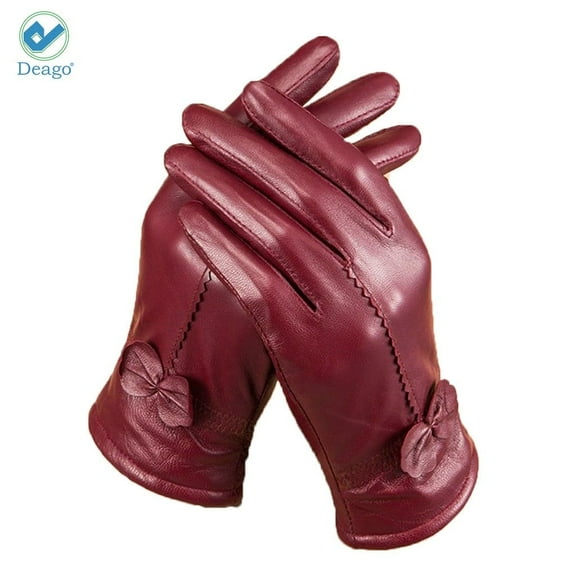 Deago Women's Classic Gloves Driving Winter Warm Nappa Leather Gloves