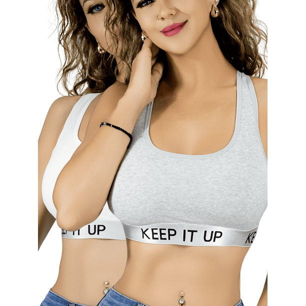 Set de 2 Bras Mujer Unitalla Con Copas Push Up Peto Medio Comodidad Sin Varilla