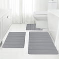 thumbnail image 2 of Juego de alfombras de baño de espuma viscoelástica de 3 piezas, alfombrillas de baño absorbentes extra suaves antideslizantes, juegos de alfombrillas de baño lavables y secas a máquina para suelo, 2 of 3