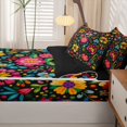 thumbnail image 5 of Homewish Boho Watercolor Floral Zipper Twin Comforter Sets with Fitted Sheet and 2 Pillowcases,Peony Daisy Flower Zipper Bedding Set,Multicolor,Black Reversible,4pcs, 5 of 8