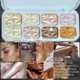 thumbnail image 4 of 8 Colors Face Highlighter Makeup Palette，Shimmer Glitter Multichrome Highlight Powder，All Sparkling Shades Can Be Layered or Worn Individually, 4 of 9