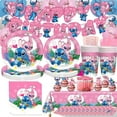 thumbnail image 4 of Disney Pink Stitch Birthday Party Decoration Lilo Stitch Happy Birthday Party Deco Supply Kit Tableware Background Balloon Set, 4 of 7