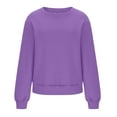thumbnail image 4 of Sweatshirts for Women Plus Size Long Sleeve Round Neck Printed Sweatshirt Purple XL, 4 of 6
