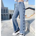 thumbnail image 5 of JLMSPLWG Preppy Girl Jeans Heart Print Wide Leg Pants Teen Girls Thin Soft Summer Jean Kids Aesthetic Cute Personalized Vintage Solid Color Trendy Loose Fit Denim Pants Toddler Girl Clothes, 5 of 9