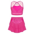 thumbnail image 2 of Doomiva Big Girls 2 Piece Dance Outfits Crop Top with Skirt Jazz Latin Ballroom Performance Dancewear Hot Pink 10, 2 of 7