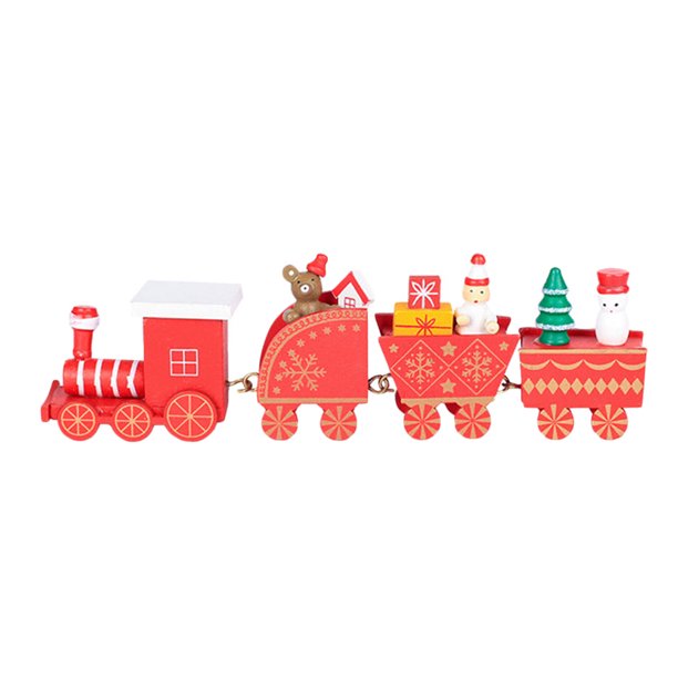 Worallymy pequeños adornos de tren de Navidad fiesta de Navidad de madera decoración de jardín de infantes tren de Navidad juguetes para niños regalo Worallymy JD735806928