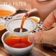 thumbnail image 1 of Coladores de té con cuencos antigoteo (paquete de 2); Coladores de té de hojas sueltas de acero inoxidable elegantes, 1 of 4