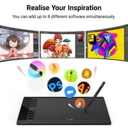 UGEE M708 10 x 6 Graphics Drawing Tablet, 8192 Pressure Sensitivity, Black