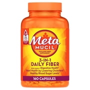 Metamucil Psyllium Husk Capsules, 160 Capsules, 3-in-1 Daily Fiber