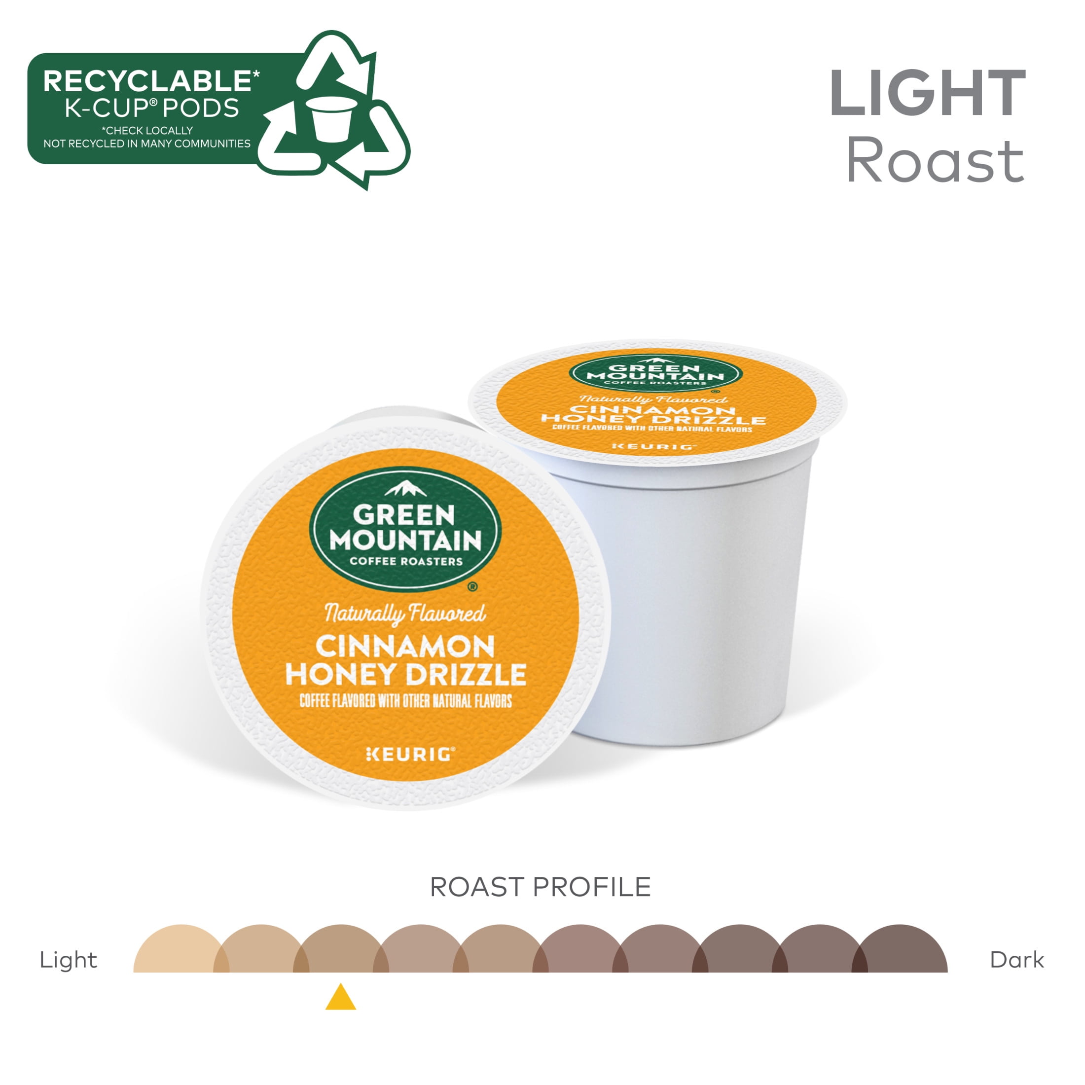 Green Mountain Coffee Roasters, Cinnamon Honey Drizzle Flavored Light Roast K-Cup Coffee Pods, 24 Count