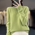 thumbnail image 3 of Suéter de cachemira para mujer, Jersey cálido de lana merina con cuello redondo, top de otoño e invierno, novedad de 100%, 3 of 5