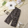 thumbnail image 2 of Utlike Girls Outfits 2 Pcs Kids Clothing Set Toddler Clothes Figure & Star Print Short Sleeve Top + Camo Print Pants Set Regular Fit Matching Sets Size 10 Years-11 Years, 2 of 9