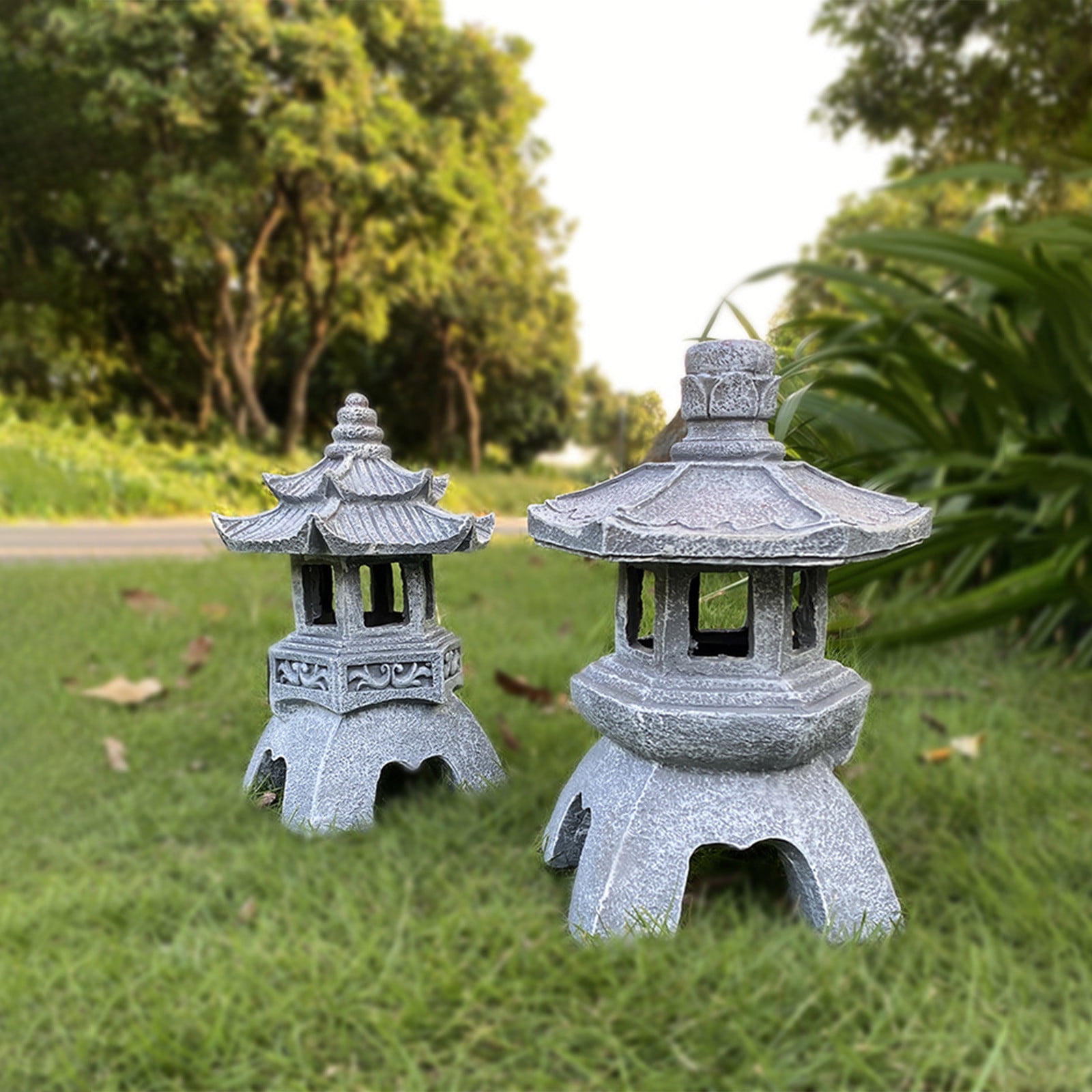 Harpi Solar Garden Lights - Pagoda Garden Statues Outdoor Decor, Solar Powered Statue Lights, Yard Art Sculptures, Zen Landscape Lighting, Asian Decor for Backyard, Gifts for Women Mom