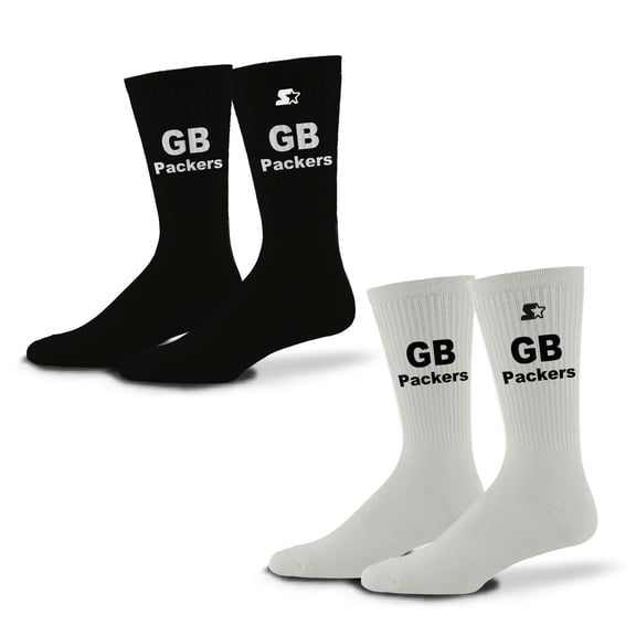 Unisex-Starter Black/White Green Bay Packers Assist Socks 2 Pack