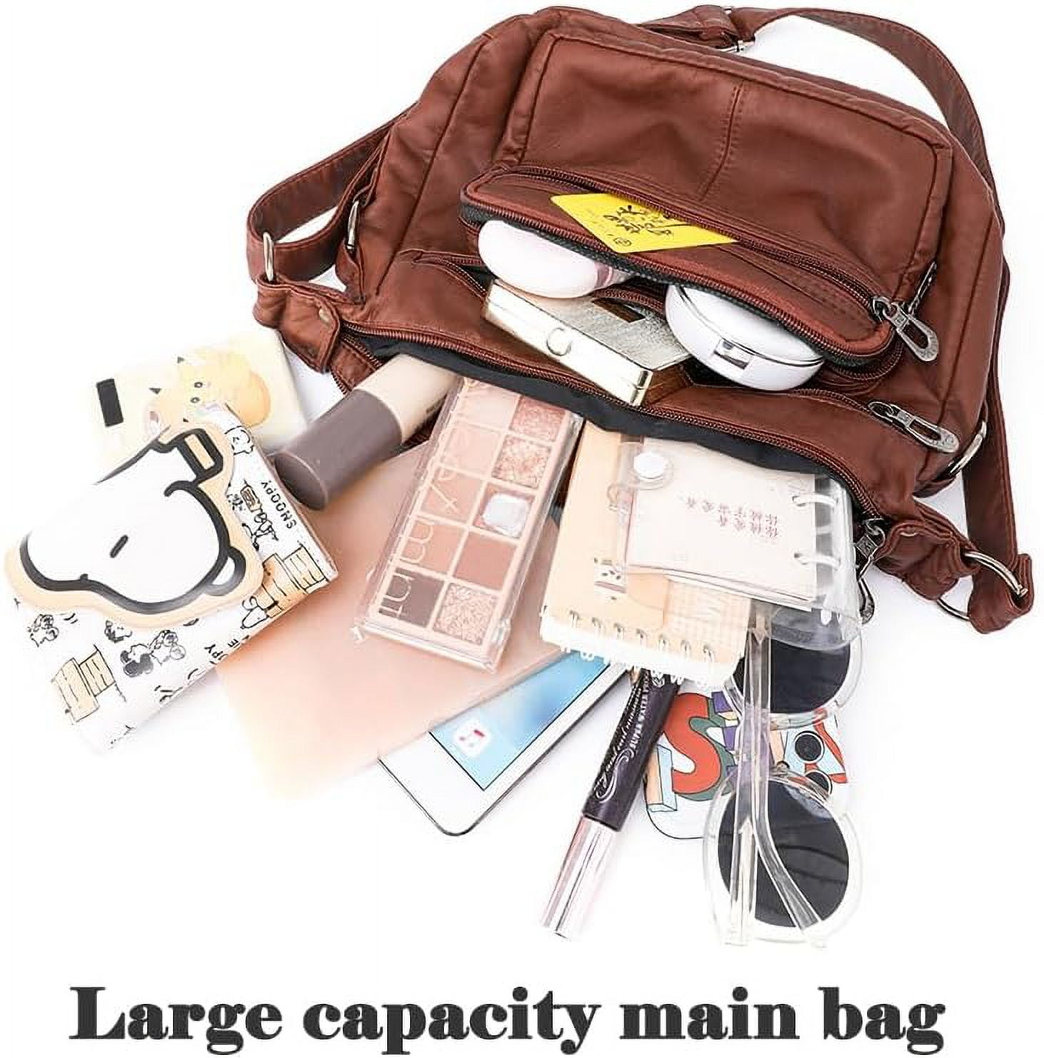 Tote Bags Crossbody for Women, Shoulder Purse Soft Leather Handbags Lightweight with Zip Closure Working Trave