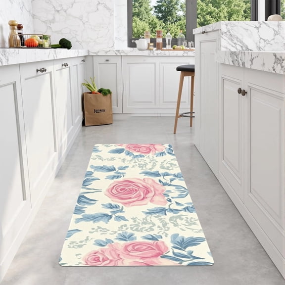 Classic Flower Rubber Long Kitchen Mat