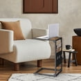 thumbnail image 3 of Couch End Tables Set of 2, TV Trays for Eating on Couch Tables that Slide Under, Dinner Snack Coffee Sofa C Shaped Side Table, Small Stand TV Tray with Fabric Storage Bag, for Couches Living Room, 3 of 8