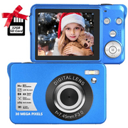 Digital Camera 30 Mega Pixels Vlogging Camera with 4X Digital Zoom Youtube Camera for Adult Seniors Students Kids with 32GB Micro SD Card(2 Batteries Included)