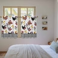 thumbnail image 3 of Farmhouse Rooster Kitchen Curtain for Berdoom Living Room Cafe 54 Inch Length, Country Watercolor Flowers Black Plaid Tiers Curtains Light Filtering Drapes Window Treatment 2 Panels 52"Wx54"L, 3 of 8