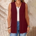 thumbnail image 2 of FRSASU Plus Size Casual Lightweight Cardigan for Women Soft Long Sleeveless Knit Cardigans Open Front Loose Fit Vest Wine, 2 of 8