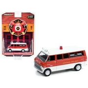 1970 Ford Econoline Bus Red and White "Paterson Fire Dept" (New Jersey) "Fire & Rescue" 1/64 Diecast Model Car by Greenlight