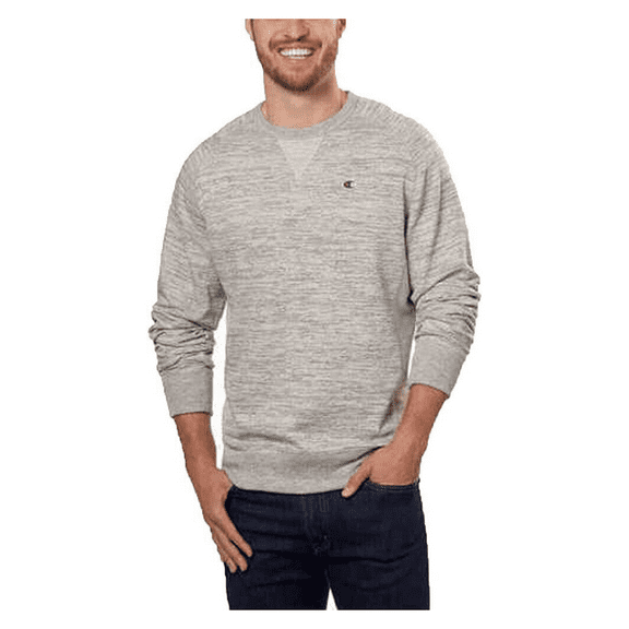 Champion Men’s Textured French Terry Crew Sweatshirt L/Gray