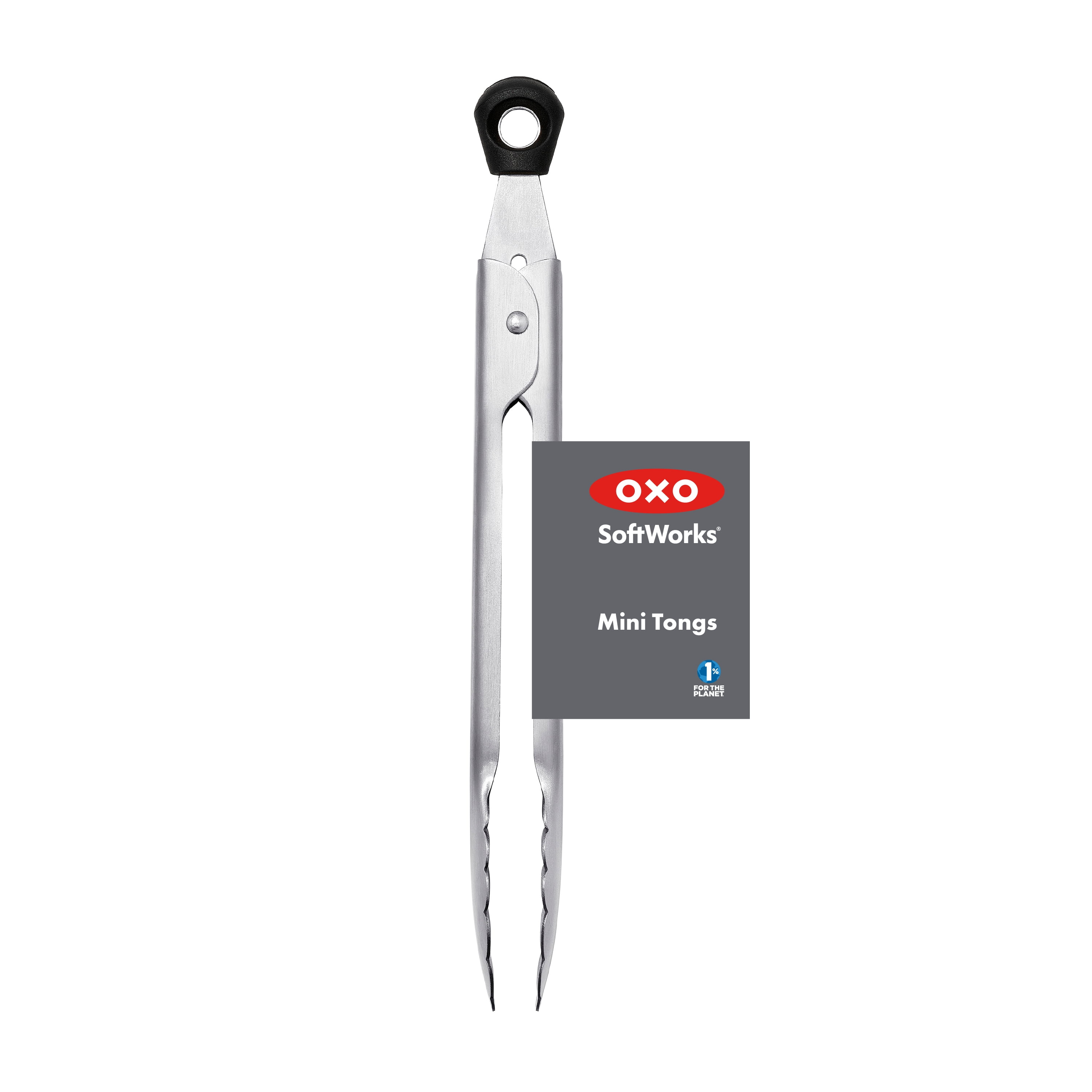 OXO SoftWorks Stainless Steel Mini 7-inch Food Tong with Locking Handle