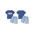 thumbnail image 2 of BemeyourBBs Kids Boys Shorts Set Short Sleeve Embroidery T-shirt with Plaid Shorts, 2 of 9