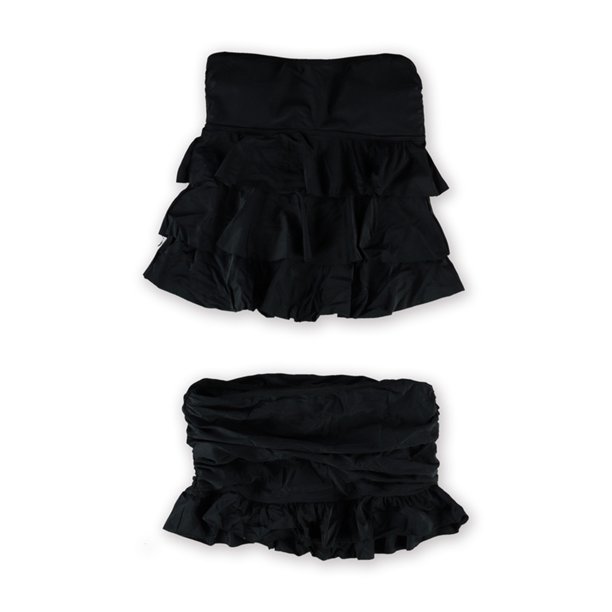 Bandeau de 2 piezas con falda con volantes escalonados Island Escape para mujer negro 8