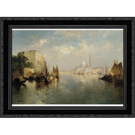 Venice 24x19 Black Ornate Wood Framed Canvas Art by Moran, Thomas