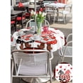 thumbnail image 4 of Outdoor Tablecloth with Umbrella Hole and Zipper, Red Valentine's Day Round Table Cloth 54 Inch Waterproof Tablecloth, Love Heart Gnomes Red Black Plaid Picnic Table Cover for Patio Camping, 4 of 7