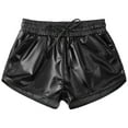 thumbnail image 3 of Zaldita Kids Girls Metallic Dance Shorts Gymnastics Shorts Sparkle Tumbling Bottoms Drawstring Athletic Shorts Dancewear Black 130, 3 of 5