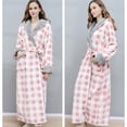 thumbnail image 2 of Hvyesh Flannel Fleece Robes for Women Soft Sleepwear Pajamas Dressy Plaid Print Patchwork Long Hooded Robe Full Length Bathrobes House Coat, 2 of 6