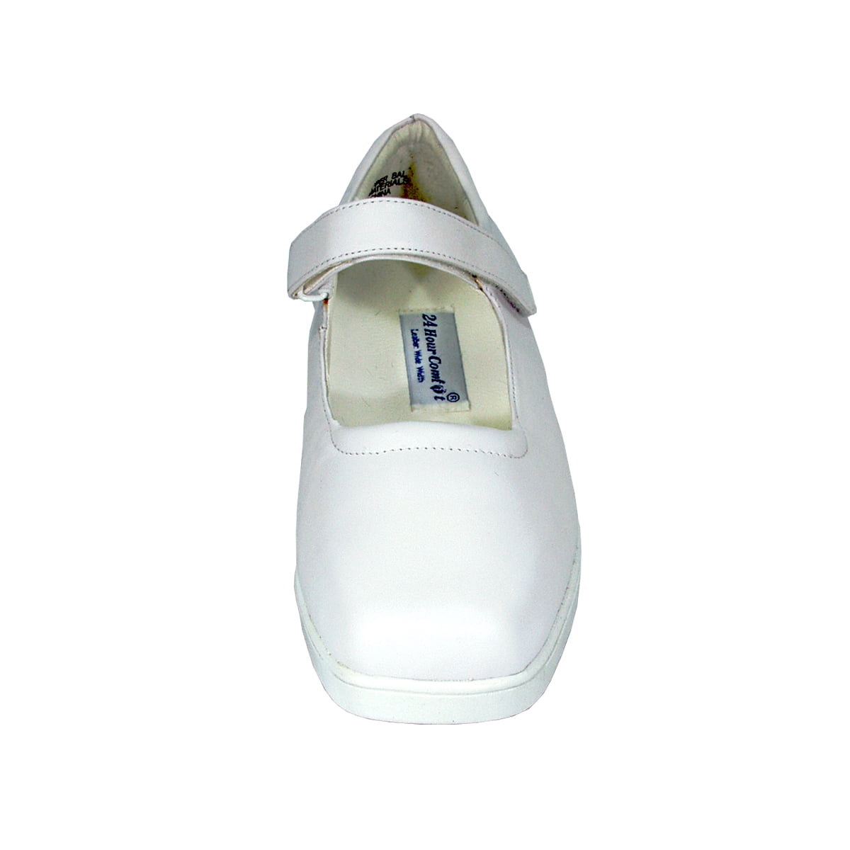 24 HOUR COMFORT Uma Women Wide Width Leather Mary Jane Style Shoes WHITE 5.5