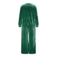 thumbnail image 5 of mihongmao Summer Outfits 2 Piece Sets for Women Dressy Women's Casual Loose-fitting Round Neck Pullover Long-sleeved Trousers Velvet Suit Green S, 5 of 8