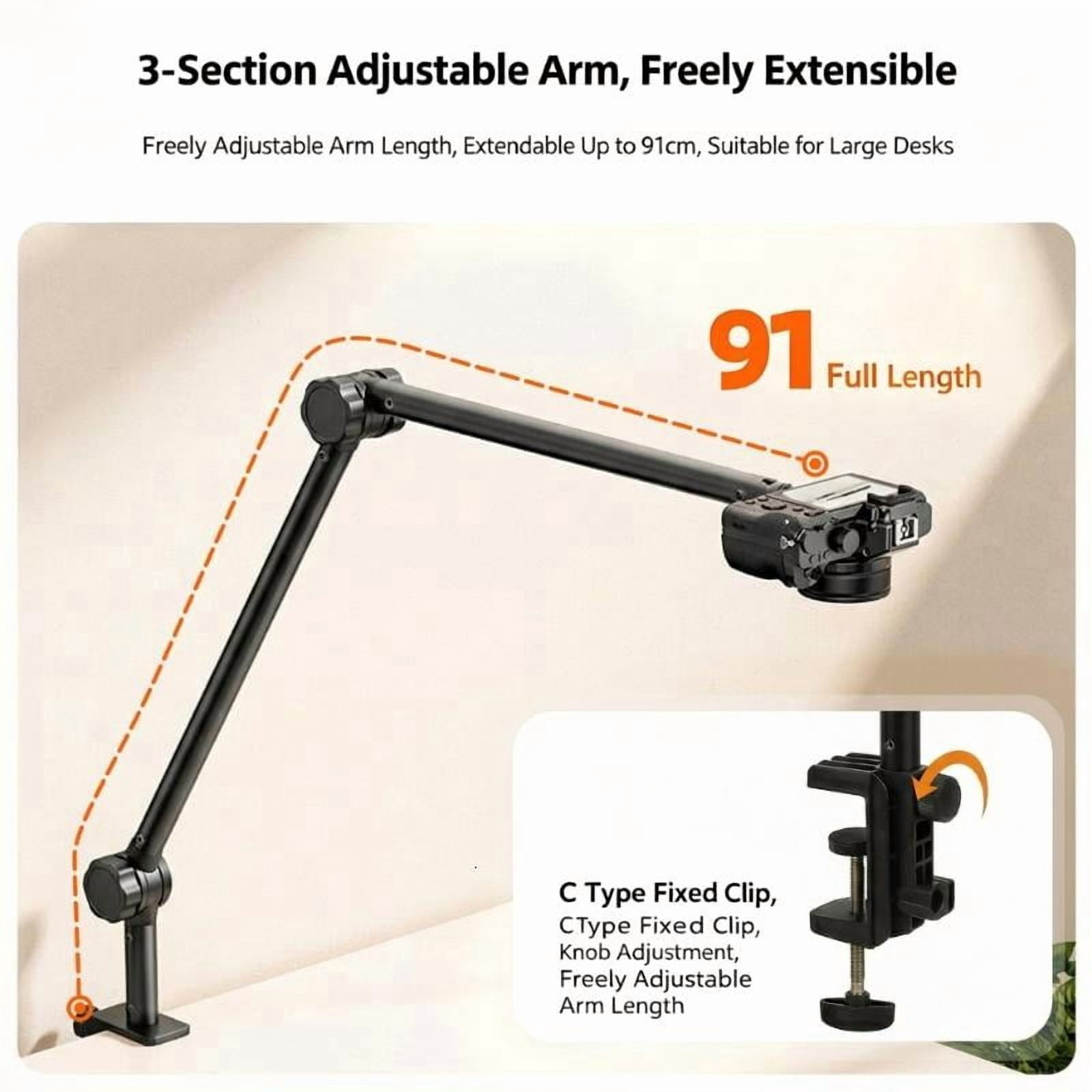 CEORPER Sturdy Alloy Desktop Clamp Stand Microphone Boom Arm For Camera Equipment