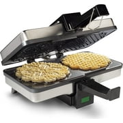 CUCINAPRO Pizzelle Maker- Non-stick Electric Pizzelle Baker Press Makes Two 5-Inch Cookies at Once- Recipes Included