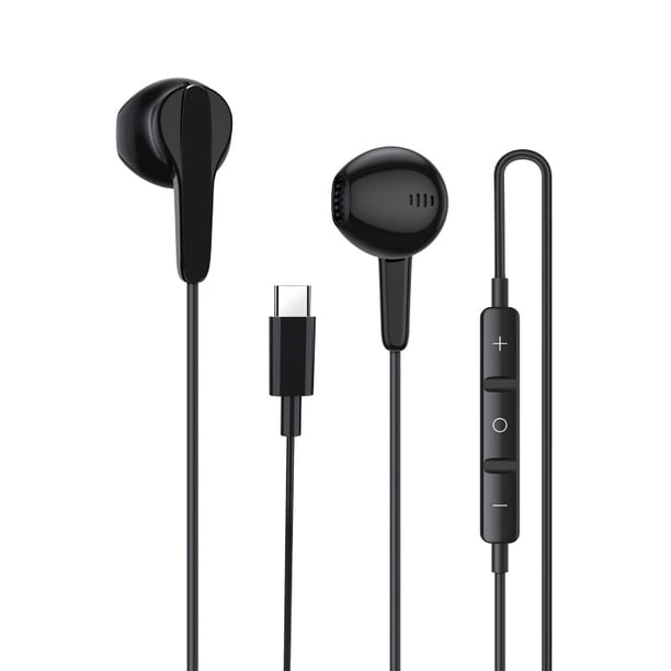 Auriculares con subwoofer tipo C para Huawei Sony, auriculares estéreo con cable en la oreja, auriculares para teléfono móvil controlados por cable