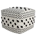 thumbnail image 6 of LR Home Small Over-tufted Chevron Indoor Square Pouf, Black/White, 18" x 18" x 14", 6 of 10