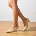 thumbnail image 2 of BURUDANI Womens Low Heel Stiletto Pump Shoes Round Toe Slip On Dress Work Party Shoes, 2 of 9
