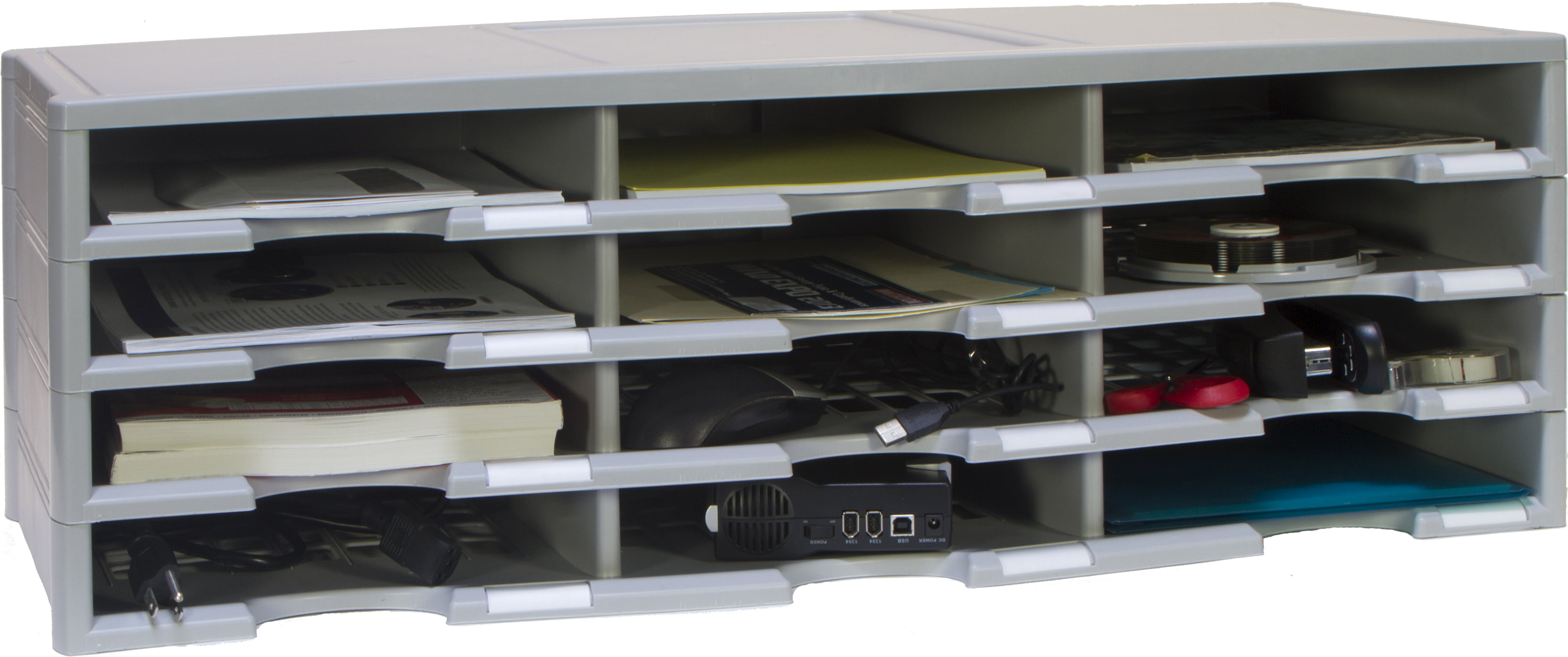 Storex Plastic 12-Compartment Countertop Literature Organizer