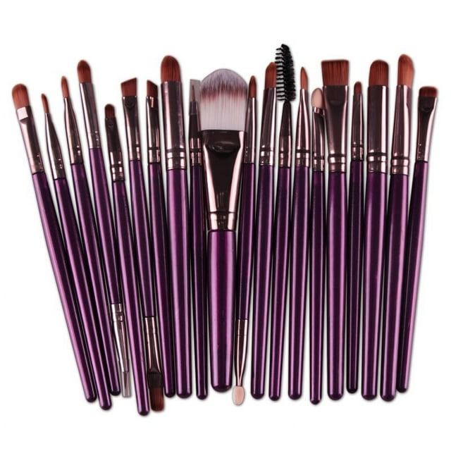 Graflsoa MAANGE 20-Piece Makeup Brush Set with Purple Handle & Coffee Tube, Travel-Friendly Beauty Tools for All Skin Types